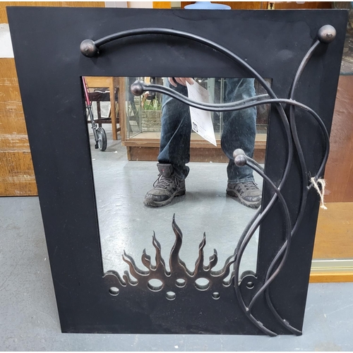 292 - Hand made cast iron mirror, 

63cm x 49cm