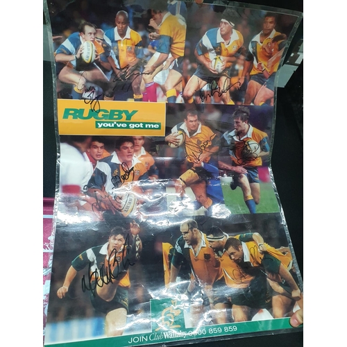 113 - Australian rugby team poster signed by members of the australian team