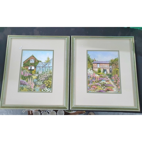 366 - Pair of 1995 garden scene watercolours, both signed D M Dipple and both in matching frames (2)
