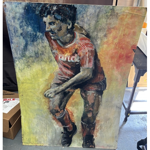 368 - Large Ian Rush painting with some missing