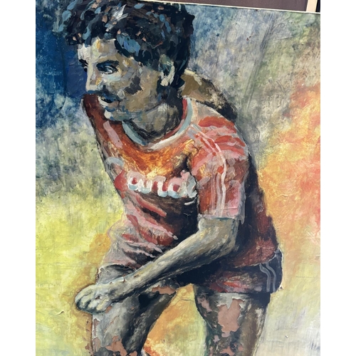 368 - Large Ian Rush painting with some missing