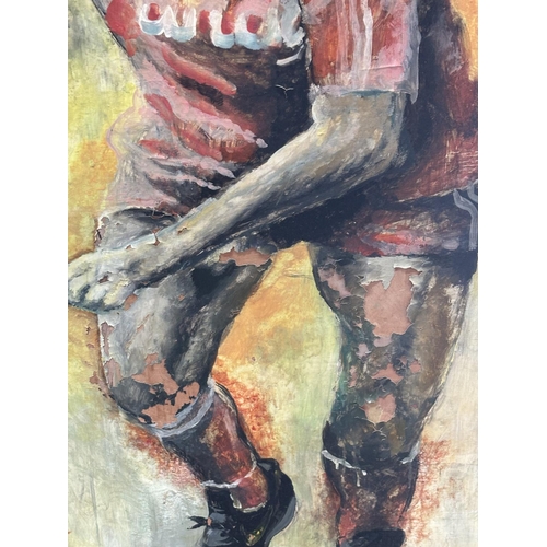 368 - Large Ian Rush painting with some missing