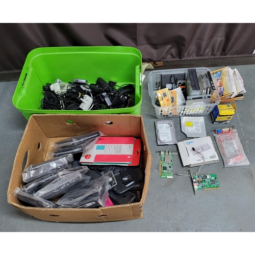 400 - Collection of PC/laptop parts including graphics cards, SSD's and others as well as a box of phone/i... 