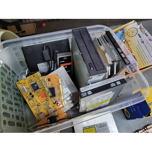 400 - Collection of PC/laptop parts including graphics cards, SSD's and others as well as a box of phone/i... 