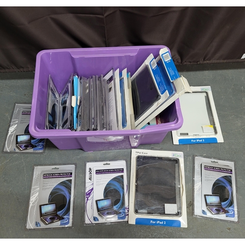 406 - Box of various ipad covers and NoteBook screen protectors (Qty)