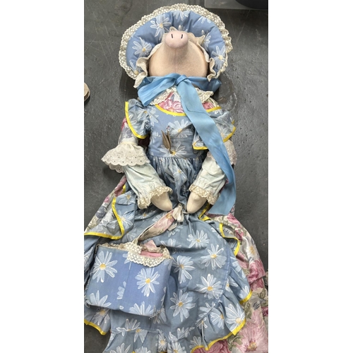 457 - Jean and Rose bee toy of a pig with clothes HOOVER COVER