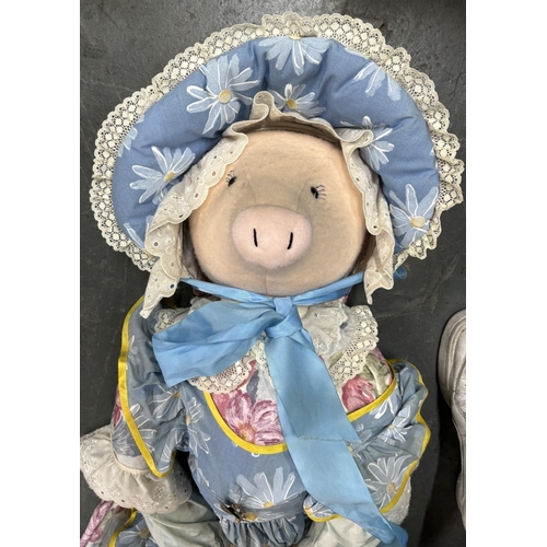 457 - Jean and Rose bee toy of a pig with clothes HOOVER COVER