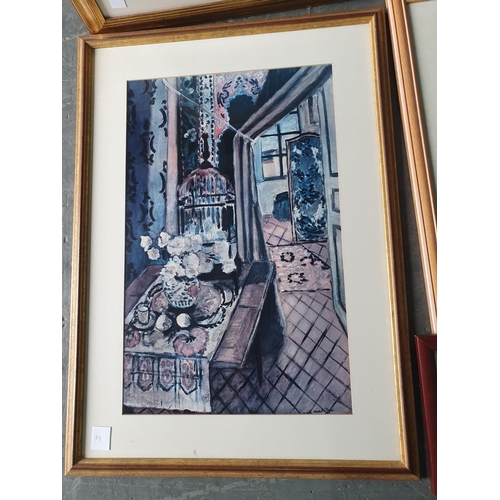 460 - David WILD (Burnley 1931-2014) print of faces together with a Matisse print, a poppies at the Tower ... 