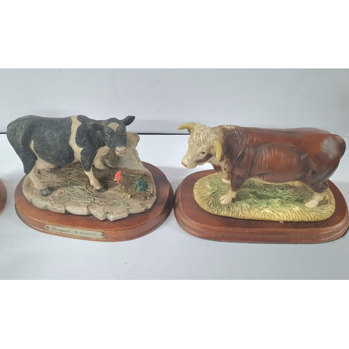 512 - 1980s Leonardo of a Cow on wooden plinth together with 3 other similar (4)