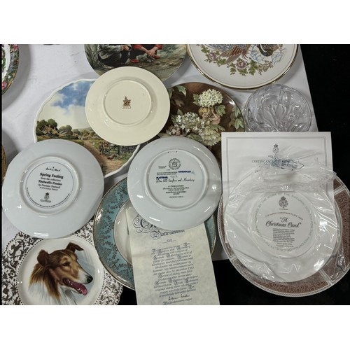550 - Collection of plates including Boxed Grande Copenhagen Denmark and Boxed Royal Worcester plate with ... 