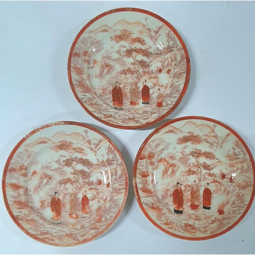 552 - Three matching, early 20thC, antique Japanese hand painted side plates (3)