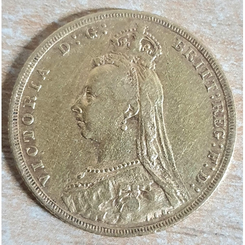 253 - Queen Victoria 1892 Jubilee head, full sovereign,

8 grams