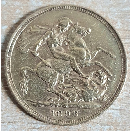 254 - Queen Victoria 1896 old head, full sovereign,

8 grams