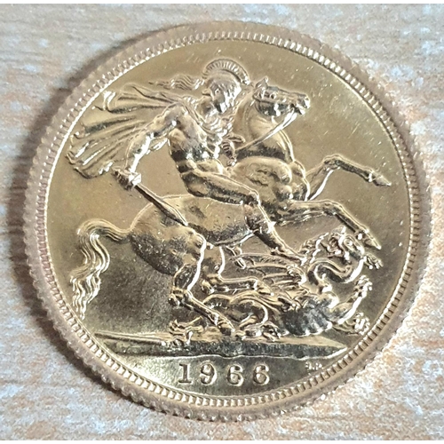 259 - Queen Elizabeth II 1966 full sovereign,

8 grams