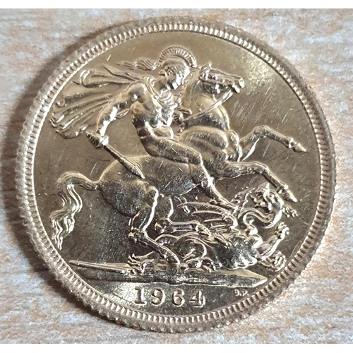 263 - Queen Elizabeth II 1964 full sovereign,

8 grams