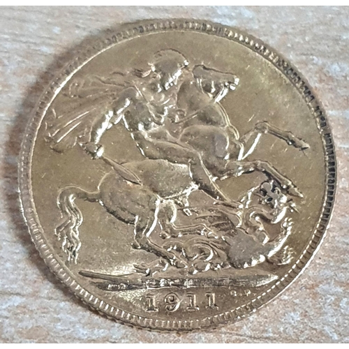 268 - King George V 1911 full sovereign,

8 grams