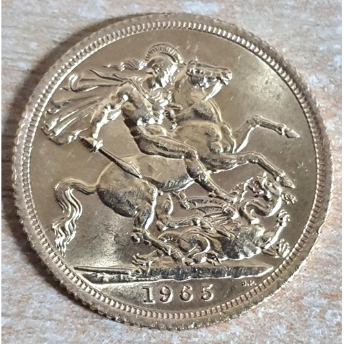 272 - Queen Elizabeth II 1965, full sovereign,

8 grams