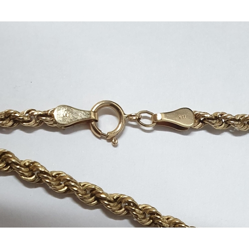 11 - Two 9ct yellow gold rope chains (2),

7.4 grams        longest is 56cm