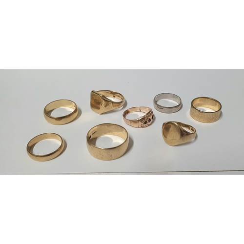 37 - Collection of eight various 9ct gold rings (8),

31.7 grams