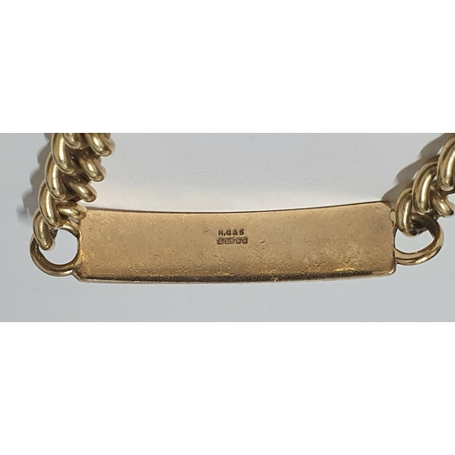 38 - Heavy 9ct yellow gold (blanc) I D bracelet,

37 grams         approx 20cm long