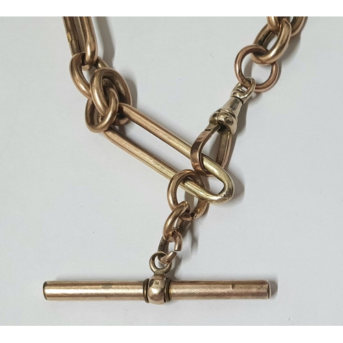 40 - Heavy 9ct rose gold long-linked albert chain with T-bar,

25 grams        33cm long