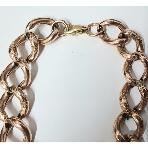 44 - Chunky gents 9ct rose gold link bracelet,

11.7 grams        20cm long