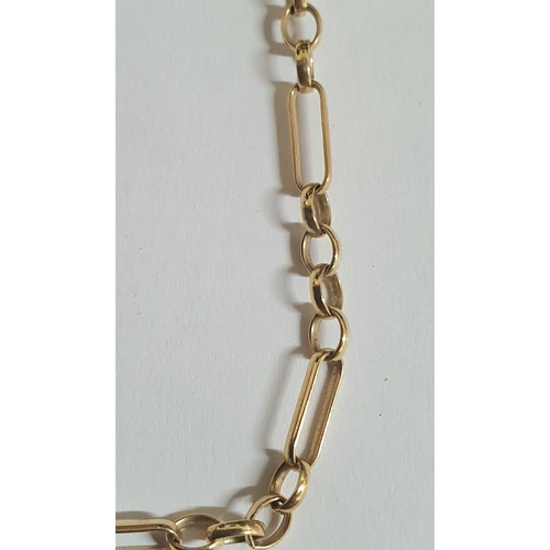 85 - 9ct yellow gold necklace with unusual long and circular links,

10 grams