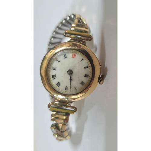 138 - Unmarked c1910 wristwatch, attributed to Wilsdorf & Davis (Rolex) wristwatch with 9ct rose gold case... 