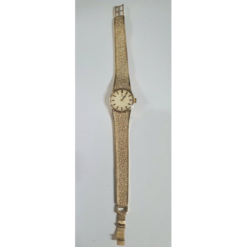 140 - Ladies 1970s/80s Omega hallmarked 9ct gold bracelet wrist-watch,

26 grams gross