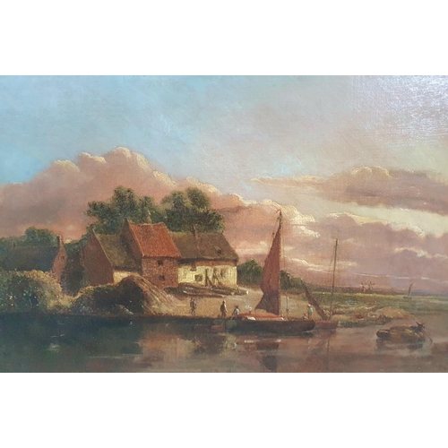 224 - Anthony SANDYS (1806-1883) oil on relined canvas Norwich school scene depicting a cottage by a river... 