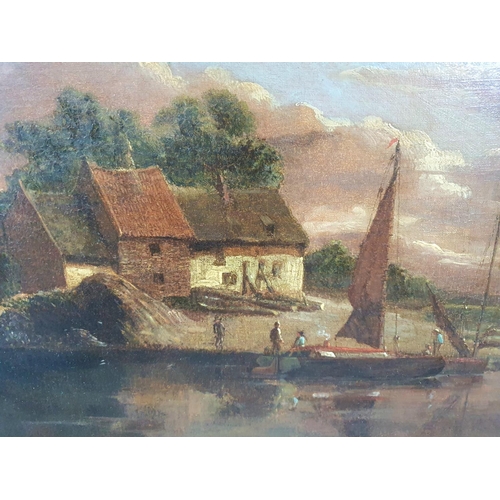 224 - Anthony SANDYS (1806-1883) oil on relined canvas Norwich school scene depicting a cottage by a river... 