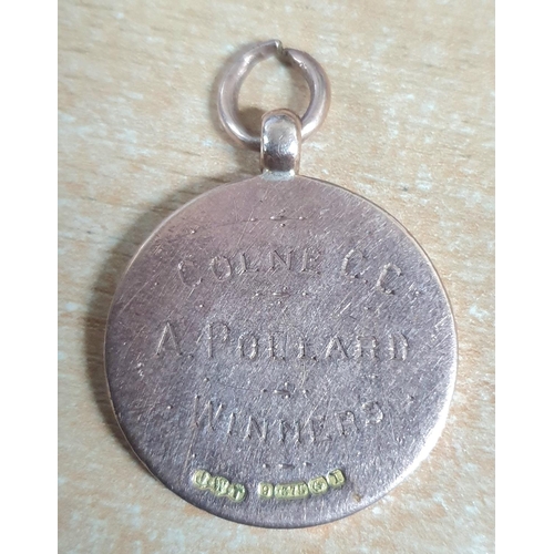 250 - RARE - 9ct rose gold LANCASHIRE LEAGUE 1910 winners medal to A Pollard of Colne Cricket Club