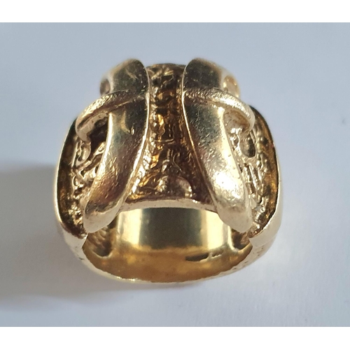 117 - Gents chunky hallmarked 9ct yellow double buckle gold ring,

45.9 grams      approx Y/Z