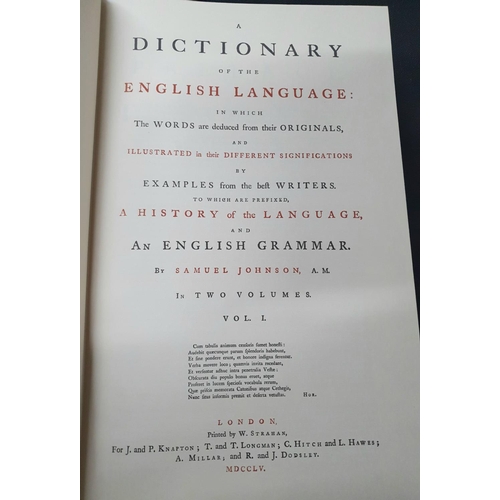 154 - BOOKBINDERS EDITION - A Dictionary of the English Language (Folio Society, 2 Volumes) Samuel Johnson... 