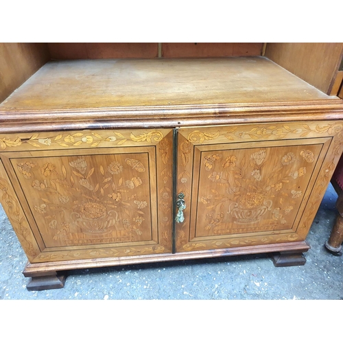 381 - Finely inlaid late 19thC Continental school 4-door cabinet with 2 keys. All sides of the cabinet, ap... 