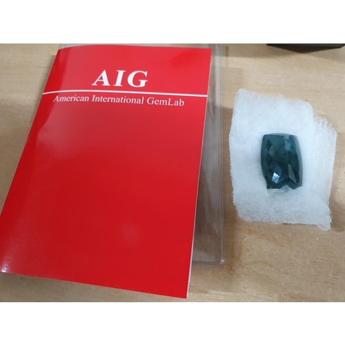 189 - Large, natural, untreated cushion cut greenish/blue GRANDIDIERITE, 115.61 cts with AIG certificate,
... 