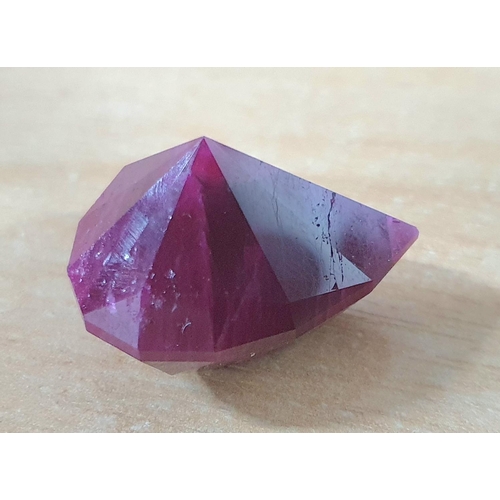 190 - Huge natural, untreated pear cut African Ruby from the Aqua mine in Tiata Tveta, Kenya, designed & c... 