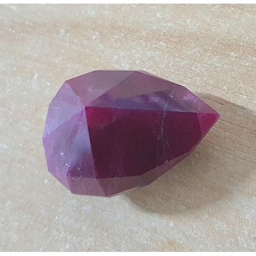 190 - Huge natural, untreated pear cut African Ruby from the Aqua mine in Tiata Tveta, Kenya, designed & c... 