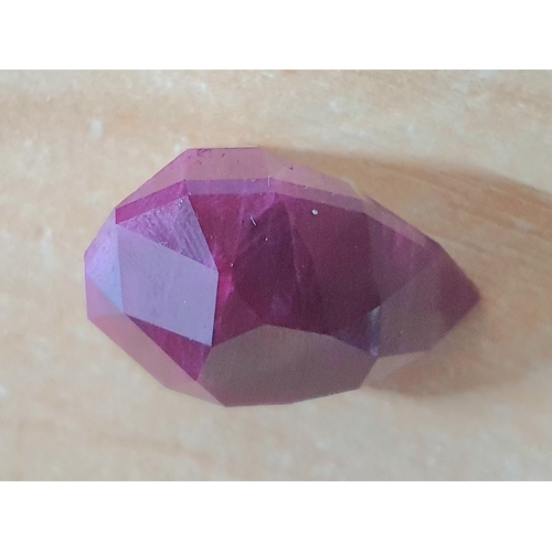 190 - Huge natural, untreated pear cut African Ruby from the Aqua mine in Tiata Tveta, Kenya, designed & c... 