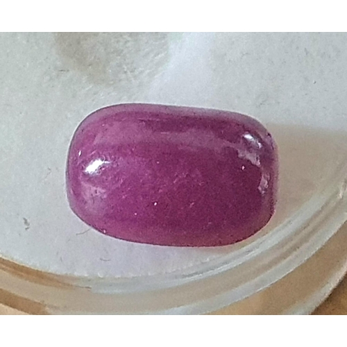 204 - Natural untreated 5.04cts OVAL LOAF shape cabochon RUBY from MAGOK, BURMA