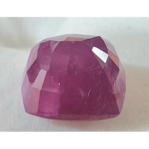 209 - Natural, untreated, 16.08ct CUSHION CUT, AFRICAN, PURPLE-RED RUBY