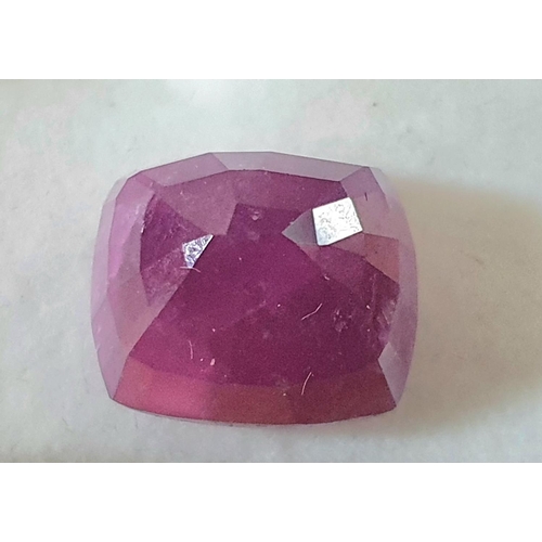 209 - Natural, untreated, 16.08ct CUSHION CUT, AFRICAN, PURPLE-RED RUBY