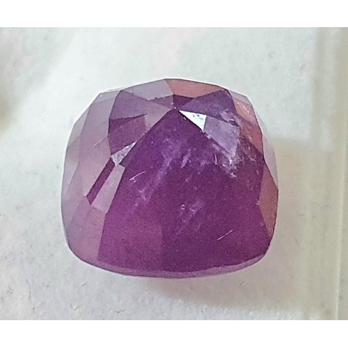 210 - Natural, untreated 17.38ct CUSHION CUT, AFRICAN, purple-red RUBY