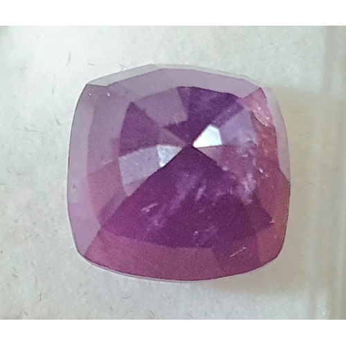 210 - Natural, untreated 17.38ct CUSHION CUT, AFRICAN, purple-red RUBY