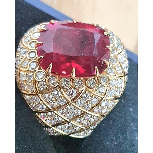 121 - Superb quality 29ct recrystallized cushion cut, Burmese blood red Ruby in a multi-claw setting,  fab... 