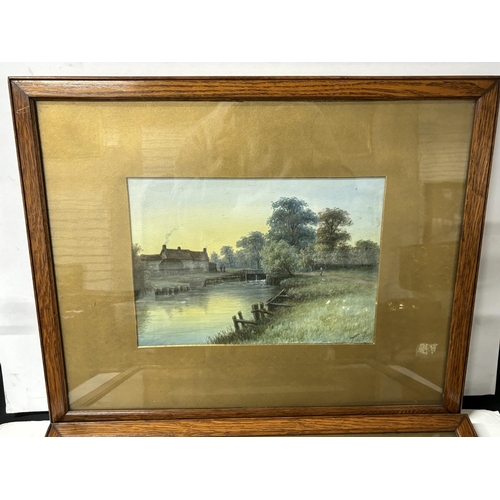 175 - Pair of J.Morris early 20th century watercolours in matching mounts and frame