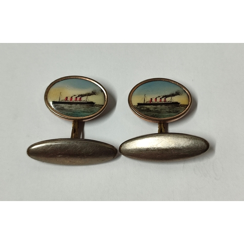 126 - A pair of four-funnel Oceanic Liner cufflinks by 