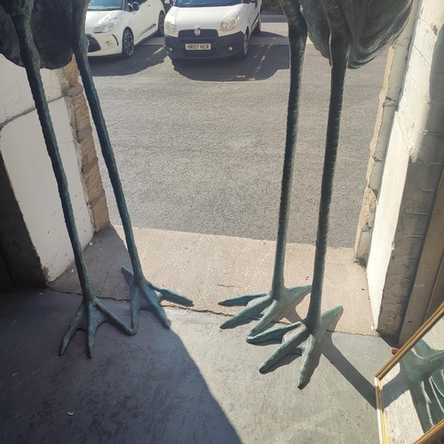 375 - Pair of huge bronze Herons, largest one is approx. 8ft. tall and the other approx. 7.5ft. tall (2)