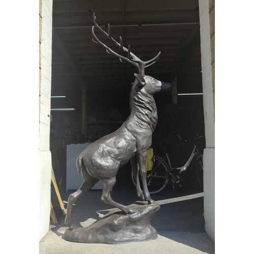 378 - Huge indistinctly signed stag, the Monarch of the Glen, bronze, the bronze is approx 200cm tall