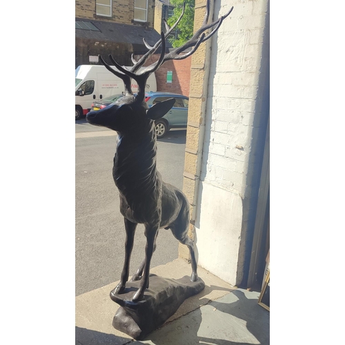 378 - Huge indistinctly signed stag, the Monarch of the Glen, bronze, the bronze is approx 200cm tall